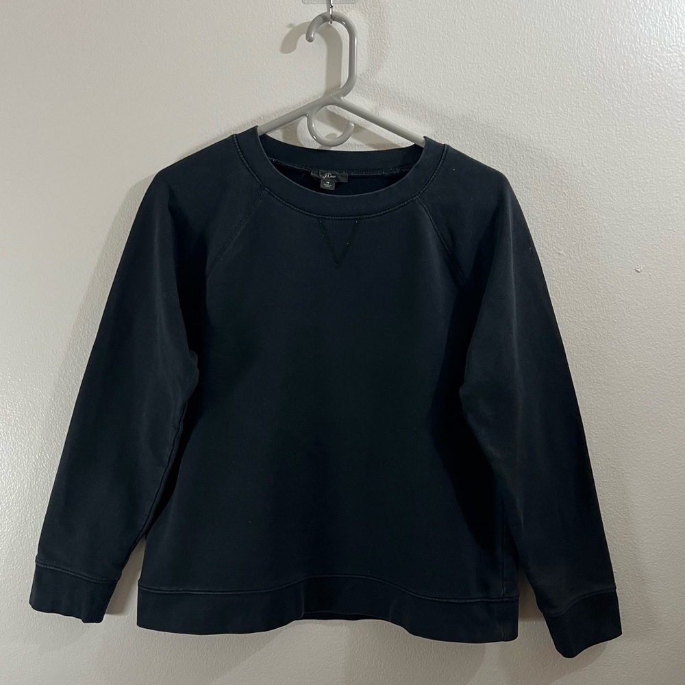 J.Crew black raglan french terry crewneck sweatshirt size medium